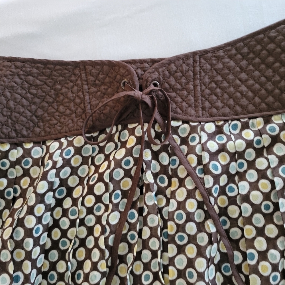 Midi Skirt Quilted Brown Waist ECI New York Size 2 Whimsigoth Boho Chic Retro - Picture 4 of 10
